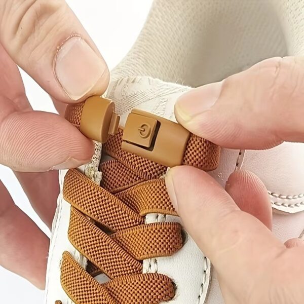EZ Laces | No Tie Elastic Shoelaces for Sneakers (Brown) (3-Pack) - Image 2